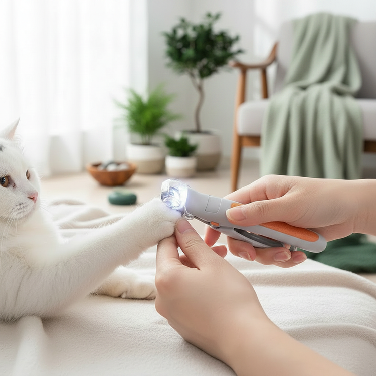 Calm cat grooming lifestyle image