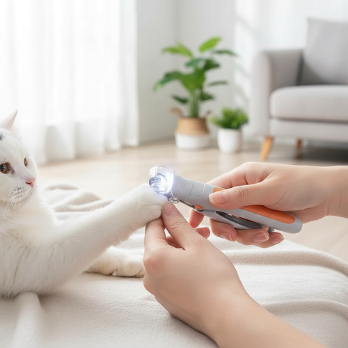 LED Clippers in Use with Cat